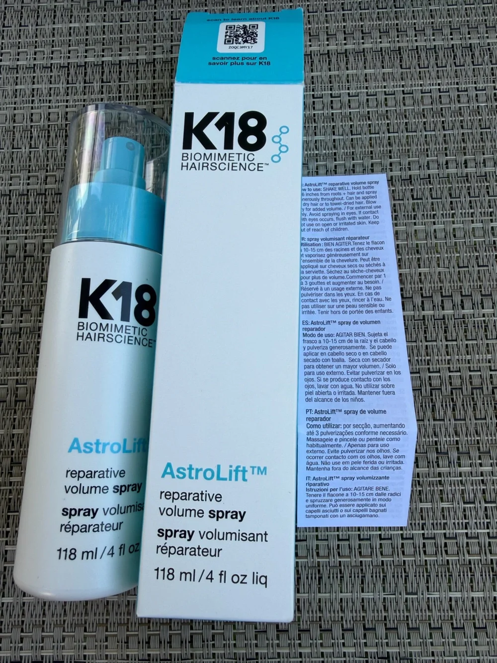 K18 AstroLift Reparative Volume Spray Set | Full Size 4 oz + Travel 1.6 oz | NEW